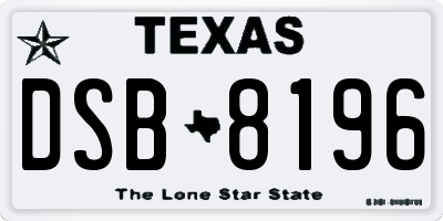 TX license plate DSB8196