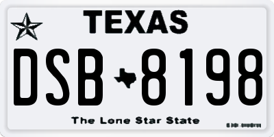 TX license plate DSB8198