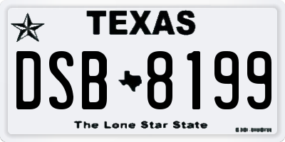 TX license plate DSB8199