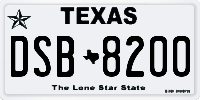 TX license plate DSB8200
