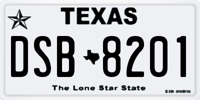 TX license plate DSB8201