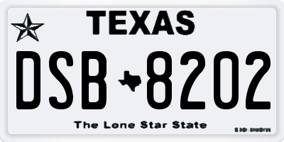 TX license plate DSB8202