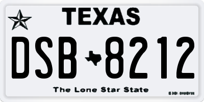 TX license plate DSB8212
