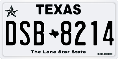 TX license plate DSB8214