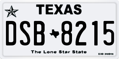 TX license plate DSB8215