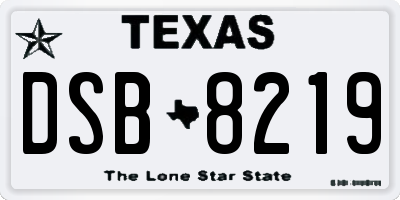 TX license plate DSB8219