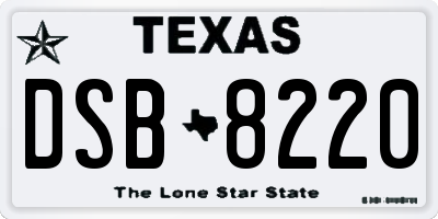 TX license plate DSB8220