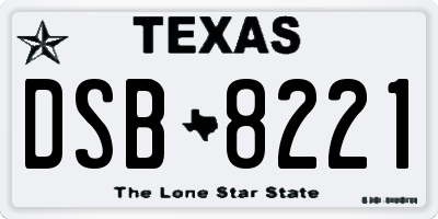 TX license plate DSB8221