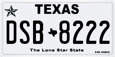 TX license plate DSB8222