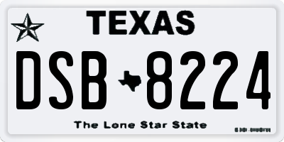 TX license plate DSB8224