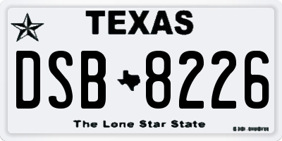 TX license plate DSB8226