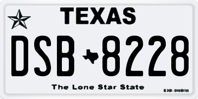 TX license plate DSB8228