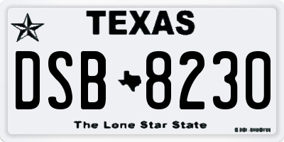 TX license plate DSB8230