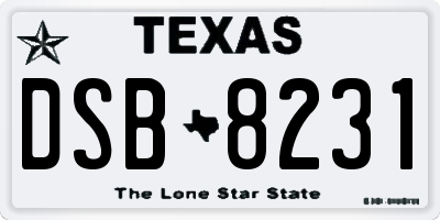 TX license plate DSB8231