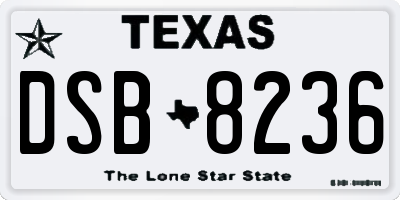 TX license plate DSB8236