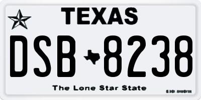 TX license plate DSB8238