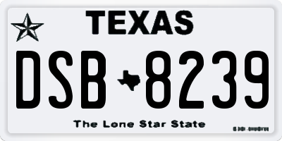 TX license plate DSB8239