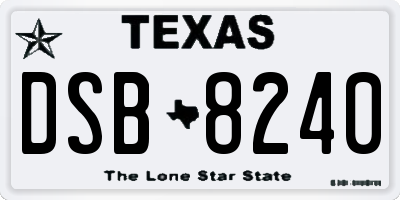 TX license plate DSB8240