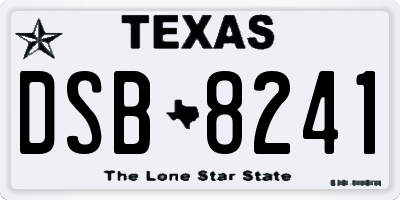 TX license plate DSB8241