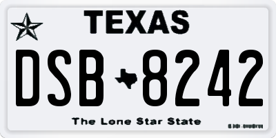 TX license plate DSB8242