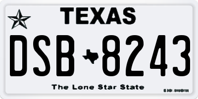 TX license plate DSB8243