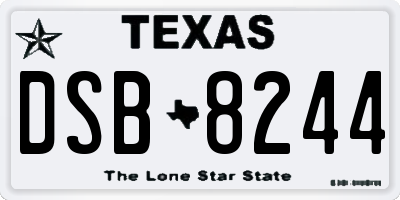 TX license plate DSB8244