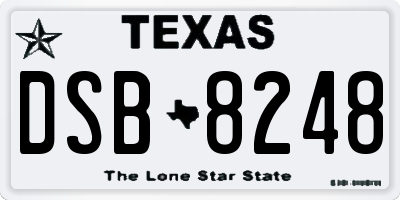 TX license plate DSB8248