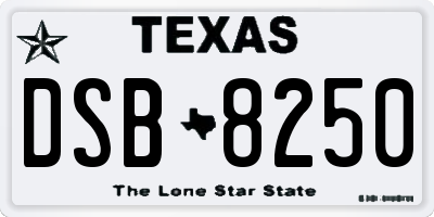 TX license plate DSB8250