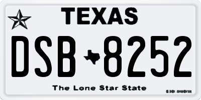 TX license plate DSB8252