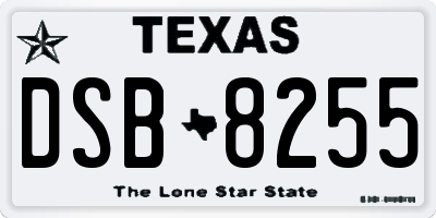 TX license plate DSB8255