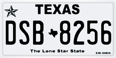 TX license plate DSB8256