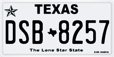 TX license plate DSB8257
