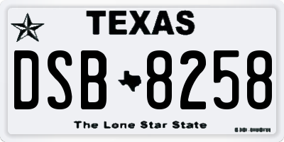 TX license plate DSB8258