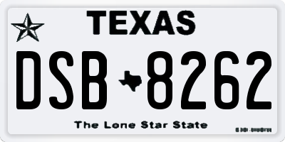 TX license plate DSB8262