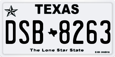 TX license plate DSB8263