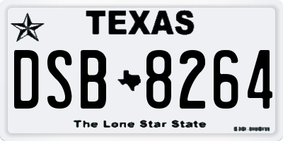 TX license plate DSB8264