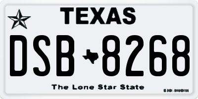 TX license plate DSB8268