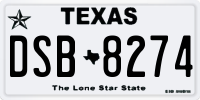 TX license plate DSB8274