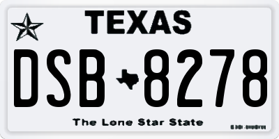 TX license plate DSB8278