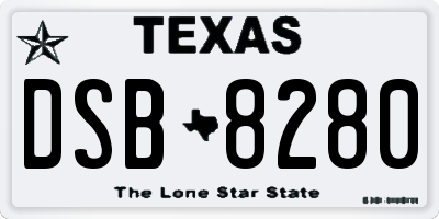 TX license plate DSB8280