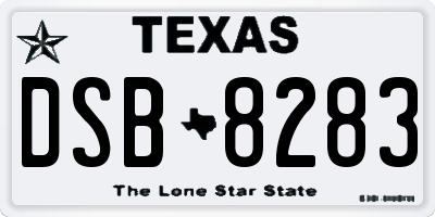 TX license plate DSB8283