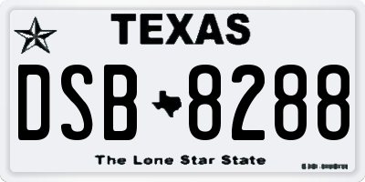 TX license plate DSB8288