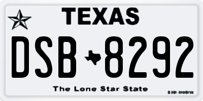 TX license plate DSB8292