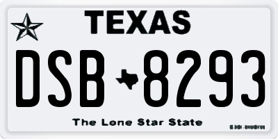 TX license plate DSB8293