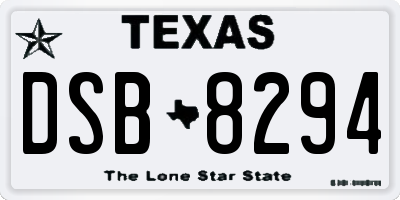 TX license plate DSB8294