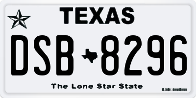 TX license plate DSB8296