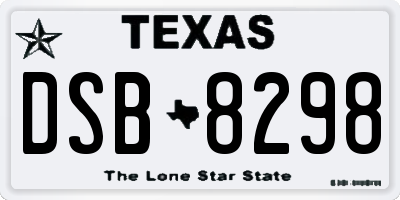 TX license plate DSB8298