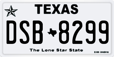 TX license plate DSB8299