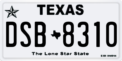 TX license plate DSB8310