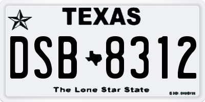 TX license plate DSB8312